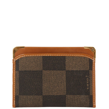 FENDI Striped Pattern Card Case Brown