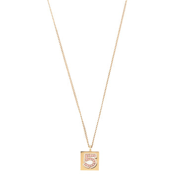 Chanel 2002 Made Rhinestone No.5 Square Necklace Pink