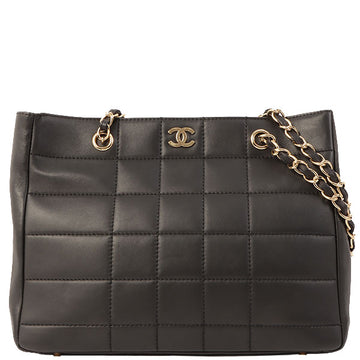 Chanel Around 2002 Made Chocobar Cc Mark Plate Chain Tote Bag Black