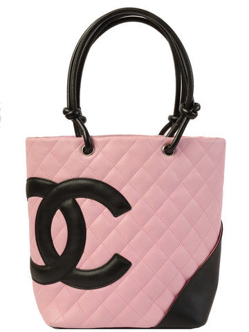 CHANEL Around 2004 Made Cambon Tote Bag Pink/ Black