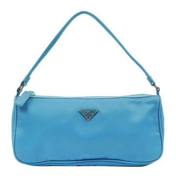 Prada Nylon Logo Plate Handbag Light Blue