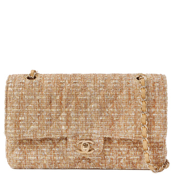Chanel Around 2006 Made Tweed Glitter Classic Flap Cain Bag Beige/Multi