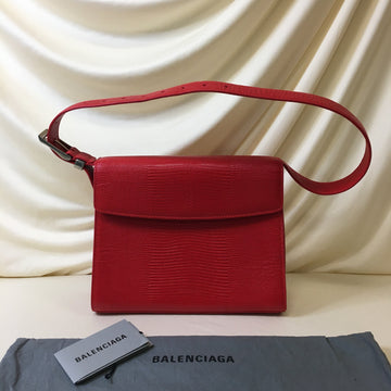 Balenciaga Red Ghost Embossed Leather Shoulder Bag Sku# 67305L