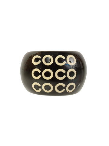 CHANEL 2001 Made Cc Mark Logo Print Ring Black/White