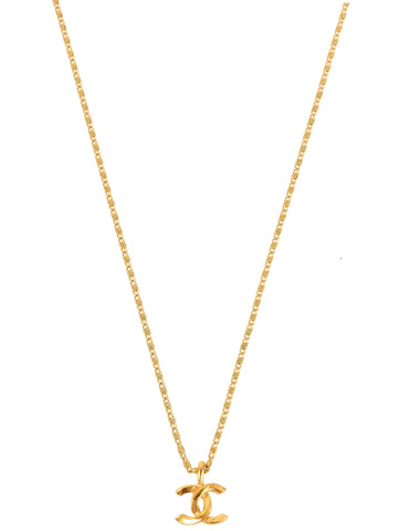CHANEL Cc Mark Plate Necklace