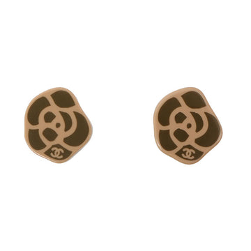 Chanel 2003 Made Camellia Cc Mark Earrings Khaki/Mocha