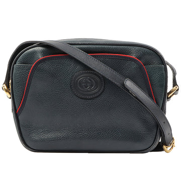 Gucci Logo Embossed Shoulder Bag Navy