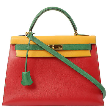 Hermes Kelly Handbag Tricolor Togo with Ruthenium Hardware 28