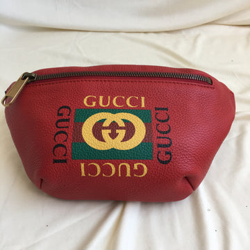 Gucci Red Leather Mini Waist Bag Sku# 59273