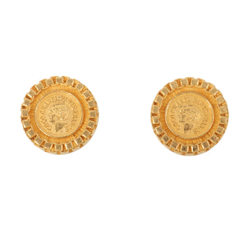 Chanel 1995 Made Round Mademoiselle Motif Earrings