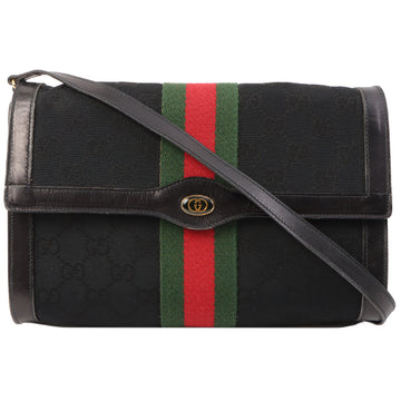 Gucci Gg Pattern Web Detailed Shoulder Bag Black