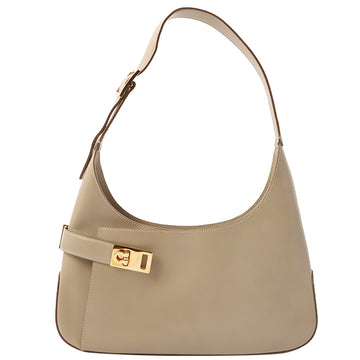 Salvatore Ferragamo Gancini Plate Hobo Bag Greige