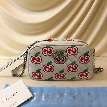 Gucci White Red Apple Camera Bag Sku# 63731