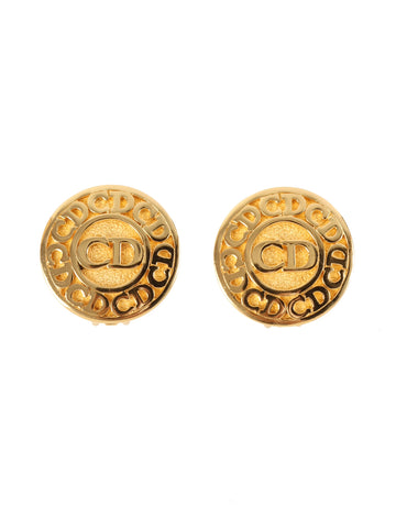 DIOR Round Logo Plate Earrings