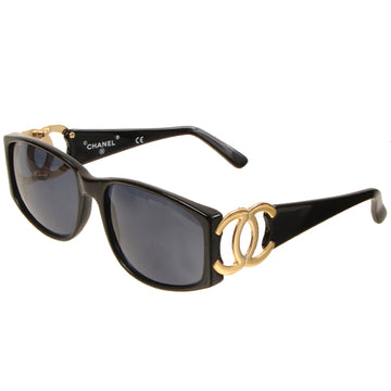 CHANEL Side Cc Mark Plate Sunglasses Black