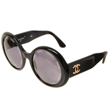CHANEL Side Cc Mark Plate Logo Sunglasses Black