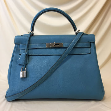 Hermes Blue  Clemence with Palladium Hardware Kelly 30 Sku# 58772