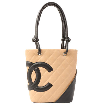 Chanel Around 2004 Made Cambon Tote Bag Beige/ Black
