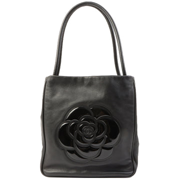 Chanel Around 2003 Made Camellia Embossed Cc Mark Tote Bag Black