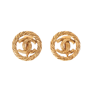 CHANEL Round Cutout Cc Mark Earrings