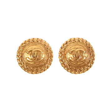 CHANEL Round Edge Design Cc Mark Earrings