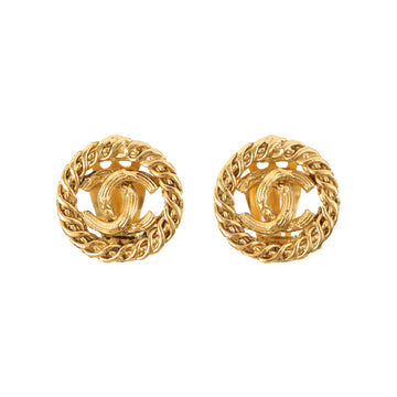 Chanel Round Design Edge Cc Mark Earrings