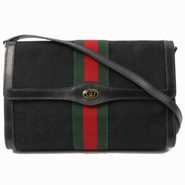 Gucci Gg Pattern Web Detailed Shoulder Bag Black