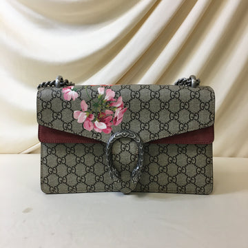 Gucci Beige/Red GG Supreme Blooms Small Dionysus Shoulder Bag Sku# 66655