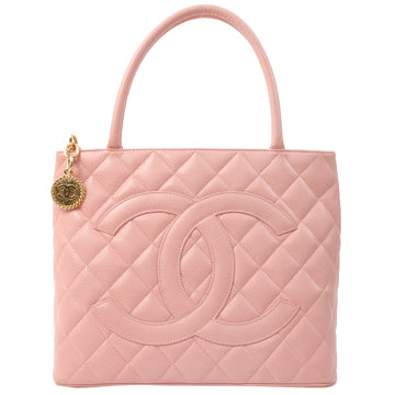 Chanel 2003 Made Caviar Skin Big Coco Mark Stitch Tote Bag Pink