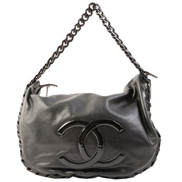 Chanel Around 2007 Made Cc Mark Stitch Plastic Chain Shoulder Bag Black
