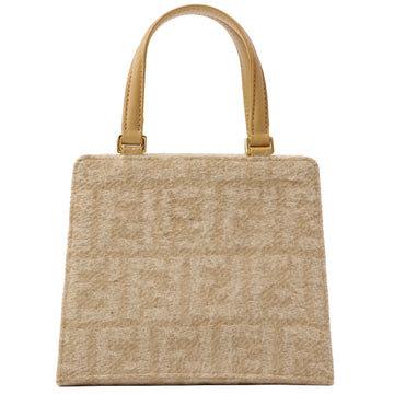 Fendi Woolen Ff Pattern Mini Top Handle Bag Beige