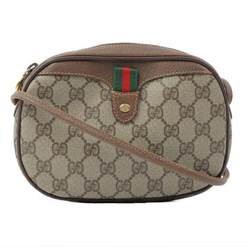 Gucci Gg Pattern Logo Plate Sherry Line Shoulder Bag Brown