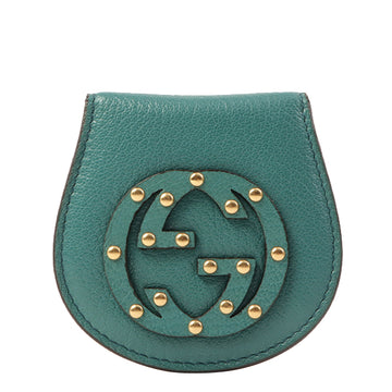 Gucci Logo Studs Coin Case Turquoise Green