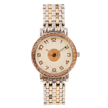 HERMES Sellier Watch Silver/Gold