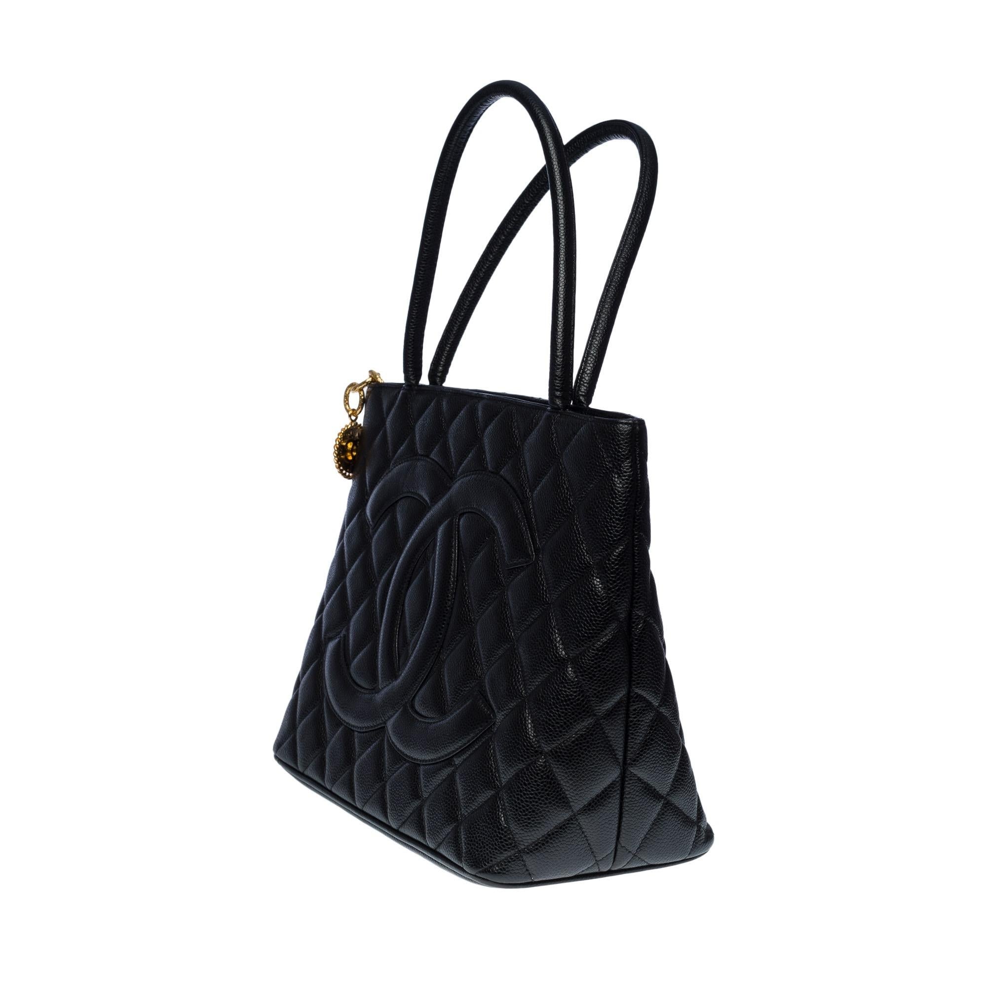 Chanel caviar quilted cheap medallion tote black