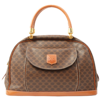 Celine Macadam Pattern Logo Embossed Top Handle Bag Brown