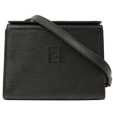 Fendi Ff Logo Embossed Shoulder Bag Black