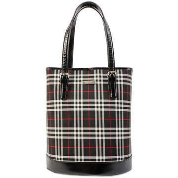 Burberry Nova Check Logo Plate Tote Bag Black