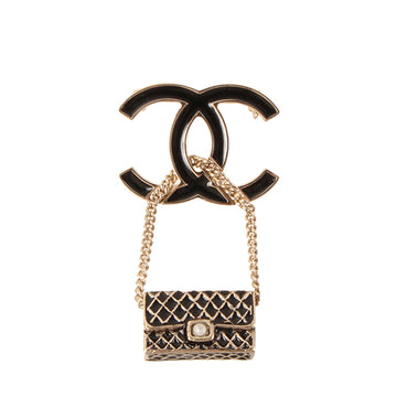 CHANEL 2007 Made Matelasse Stitch Bag Motif Swing Brooch Black