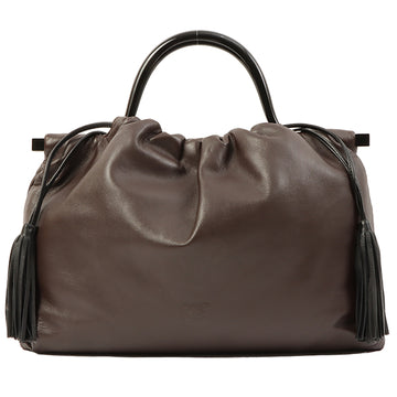 Loewe Anagram Logo Embossed Drawstring Top Handle Bag Dark Brown