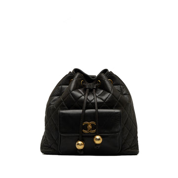 CHANEL CC Quilted Lambskin Drawstring Backpack