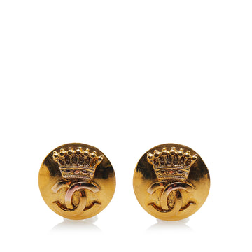 CHANEL CC Crown Clip On Earrings Costume Earrings