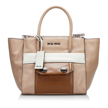 Miu Miu Medium Colorblock Twin Pocket Tote Satchel