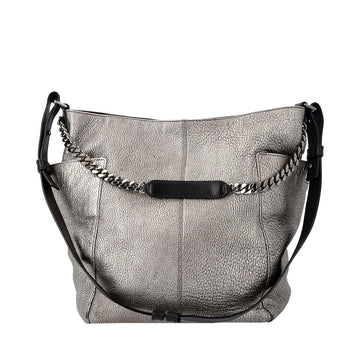 JIMMY CHOO Leather Anna Tote Silver