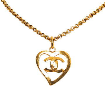 CHANEL CC Heart Pendant Necklace Costume Necklace