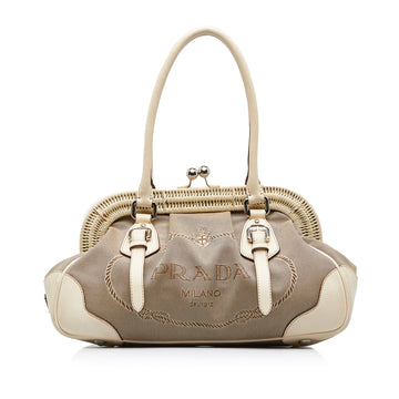 PRADA Canapa Logo Frame Handbag