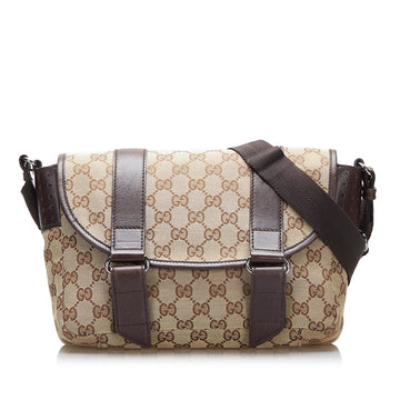 Gucci GG Canvas Belt Flap Messenger Crossbody Bag