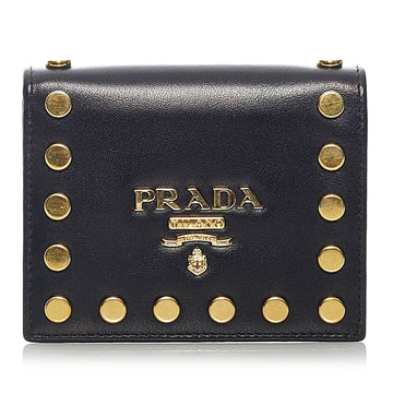 Prada Studded Leather Small Wallet Small Wallets
