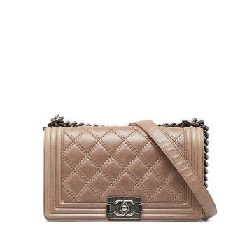 CHANEL Medium Aged Calfskin Double Stitched Boy Flap Crossbody Bag