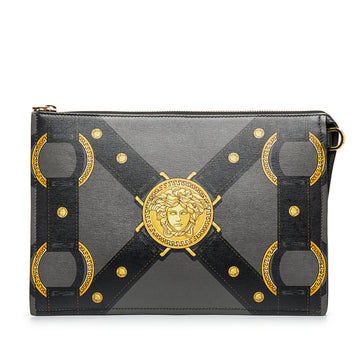NEW Versace Black and Gold Baroque Printed Tote Bag with Medusa at 1stDibs